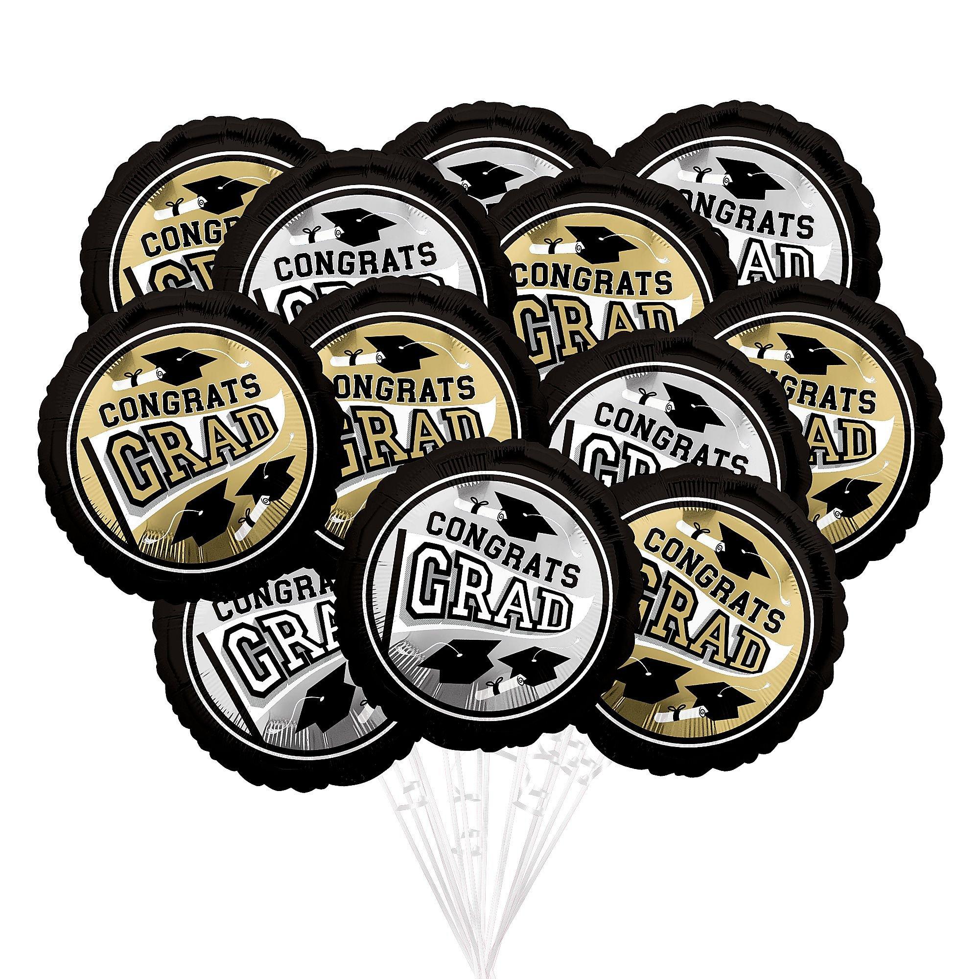 Gold & Silver Congrats Grad Bouquet, 12pc