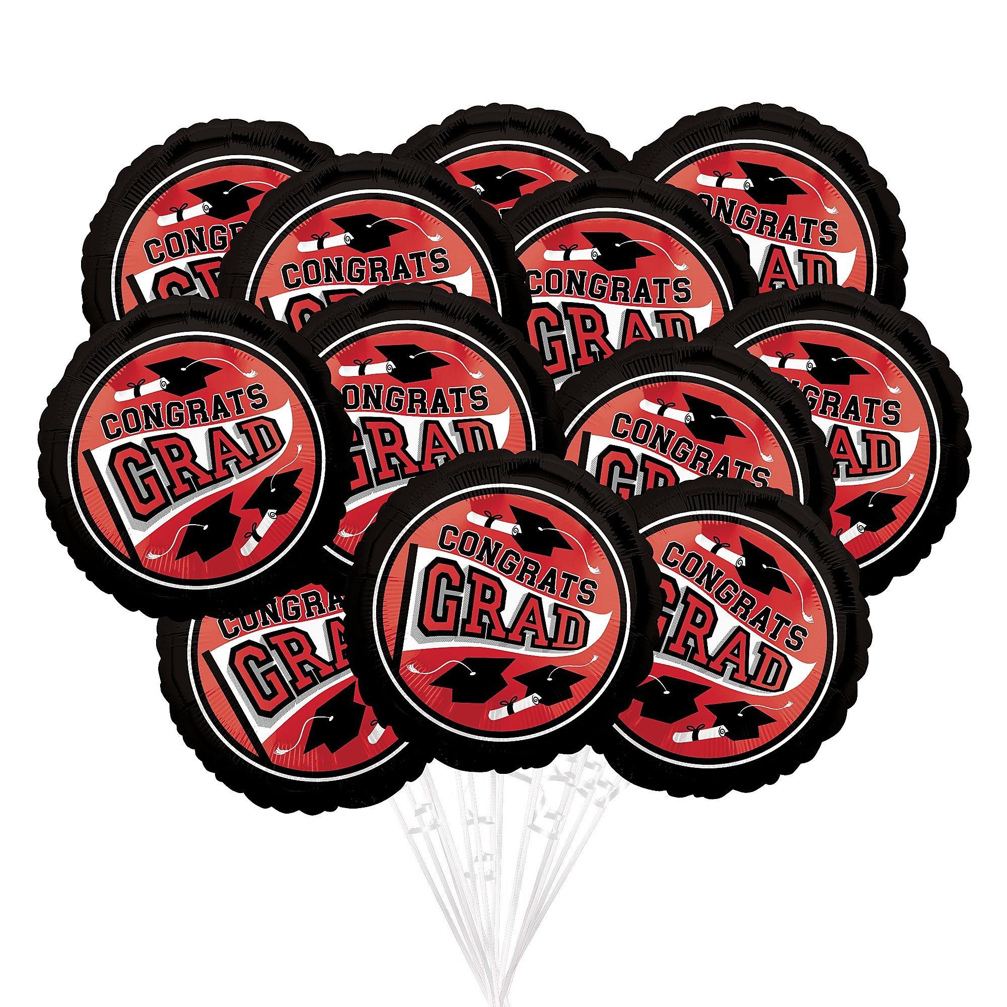 Red Congrats Grad Balloon Bouquet, 12pc