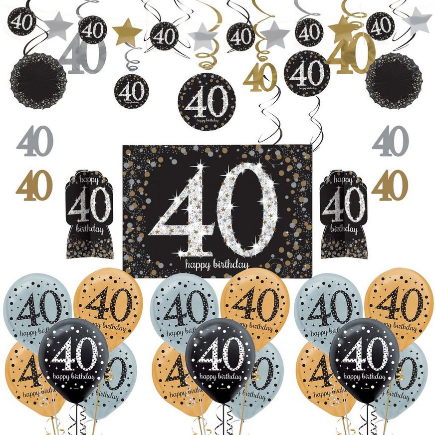 Party Supplies 10 Pieces 40th Birthday Sparkling Celebration Decorating Kit 