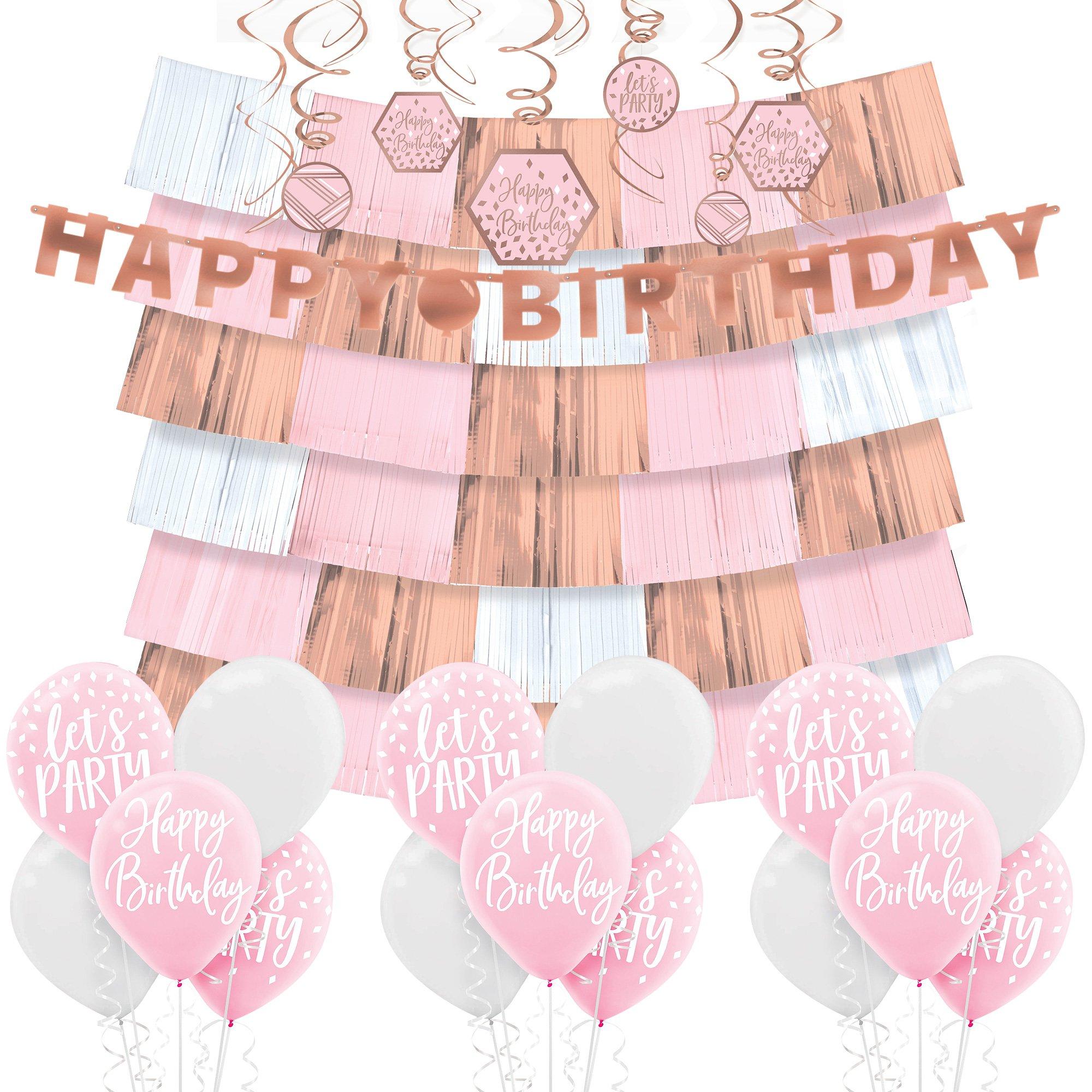 Metallic Blush Birthday Room Decorating Kit Deluxe | Party City