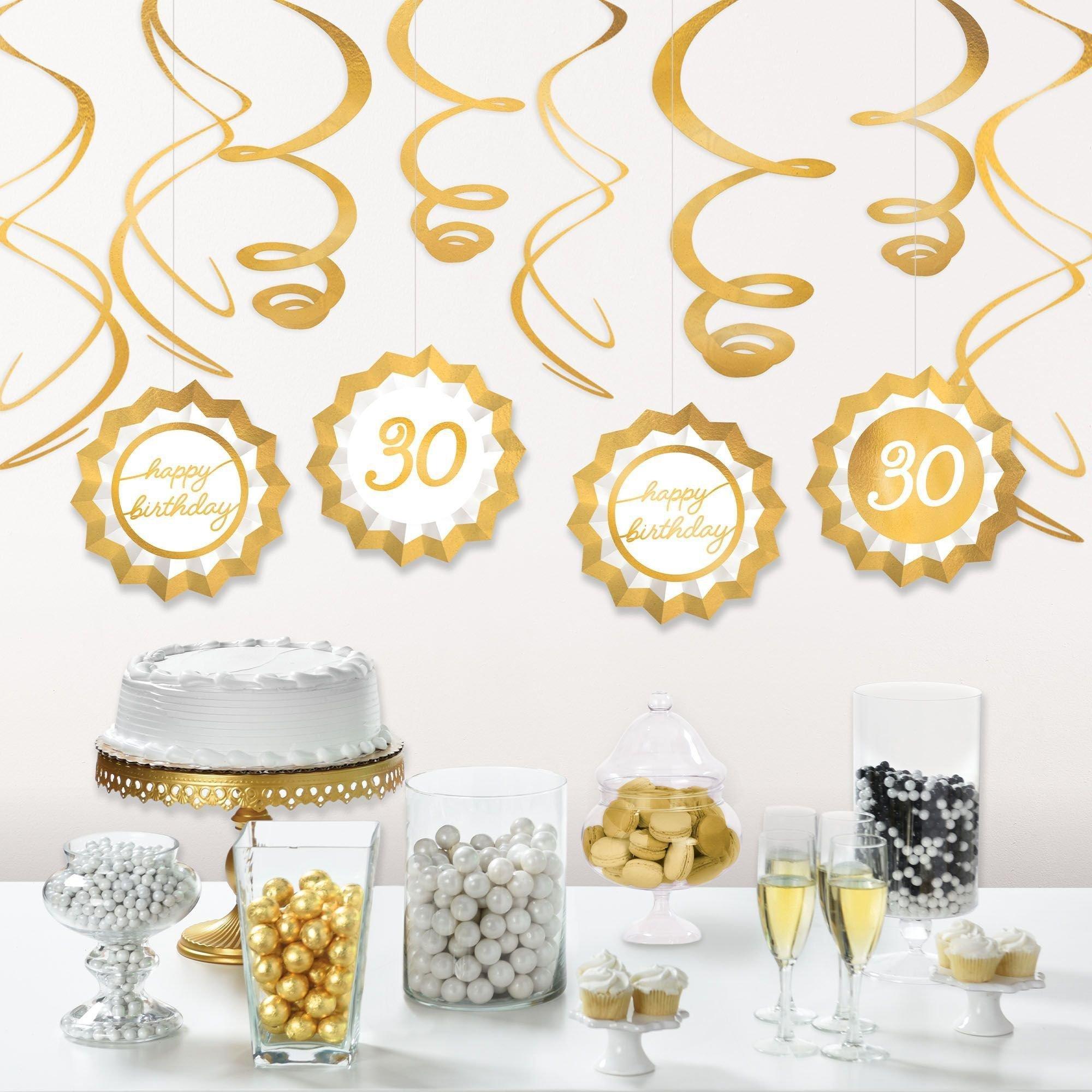3 Pack 30th Birthday Decorations, Black and Gold Cascading Centerpieces,  14.5, PACK - Harris Teeter