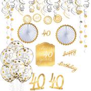 Metallic Golden Age 40th Birthday Room Decorating Kit