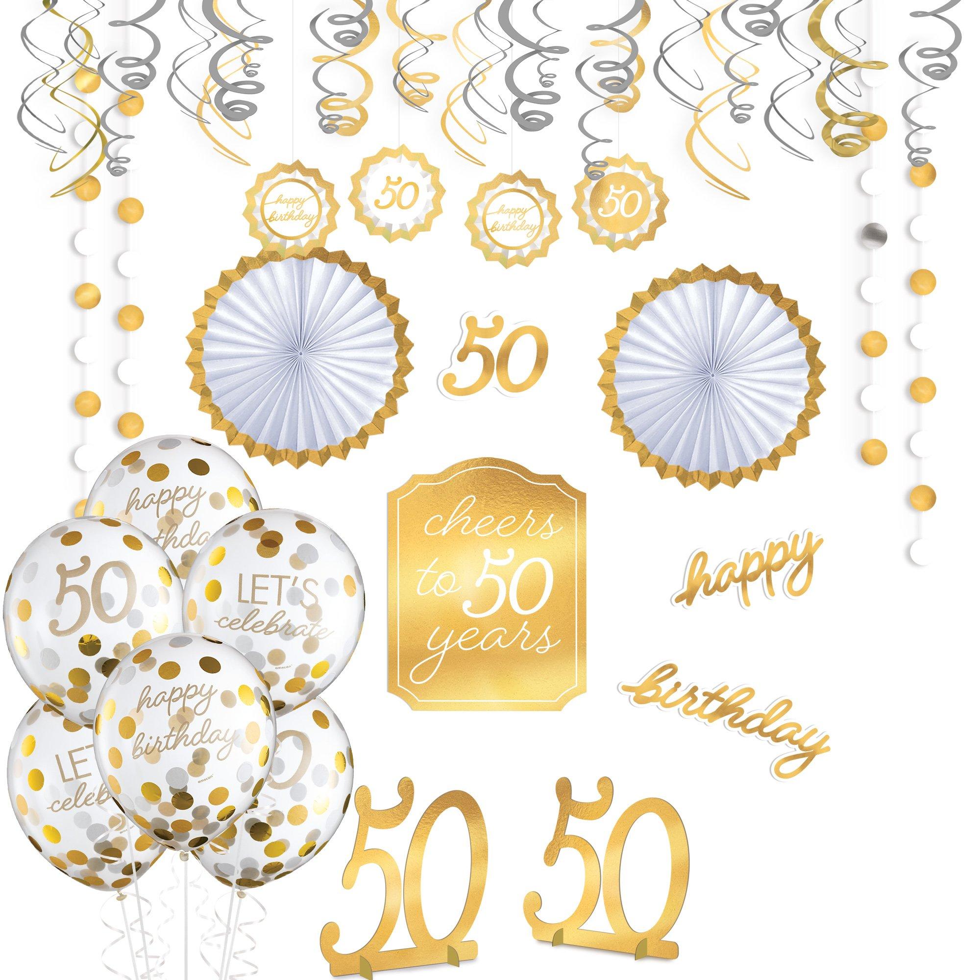 Metallic Golden Age 50th Birthday Room Decorating Kit
