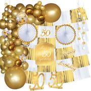 Giant Metallic Golden Age 50th Birthday Room Decorating Kit