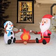 Light-Up Santa & Snowman Campfire Inflatable Yard Decoration, 72in x 42in