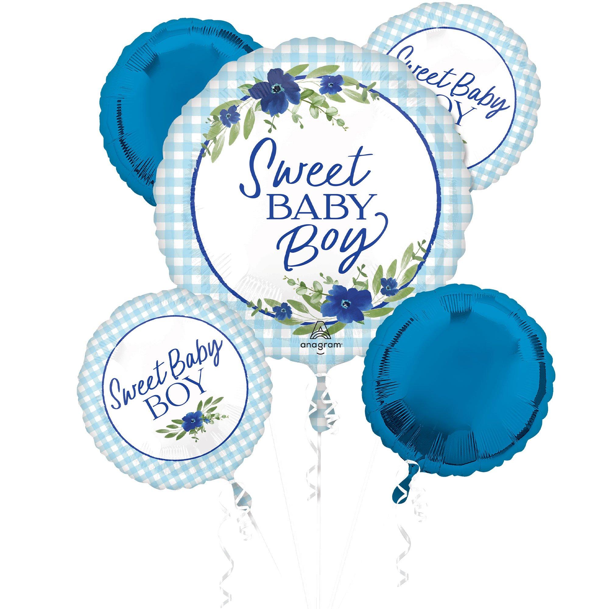 Sweet Baby Boy Baby in Bloom Foil Balloon Bouquet, 5pc