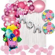 DIY Pink, White & Silver Mom Happy Mother's Day Balloon Backdrop Kit, 24pc
