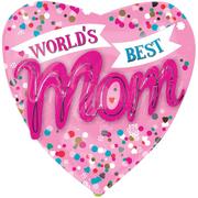 World's Best Mom Heart Mother's Day Foil Balloon Bouquet, 13pc