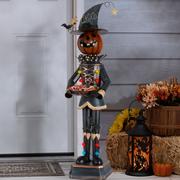 Light-Up Mr. Pumpkin Halloween Metal Candy Bowl Holder, 36.2in - Gerson International