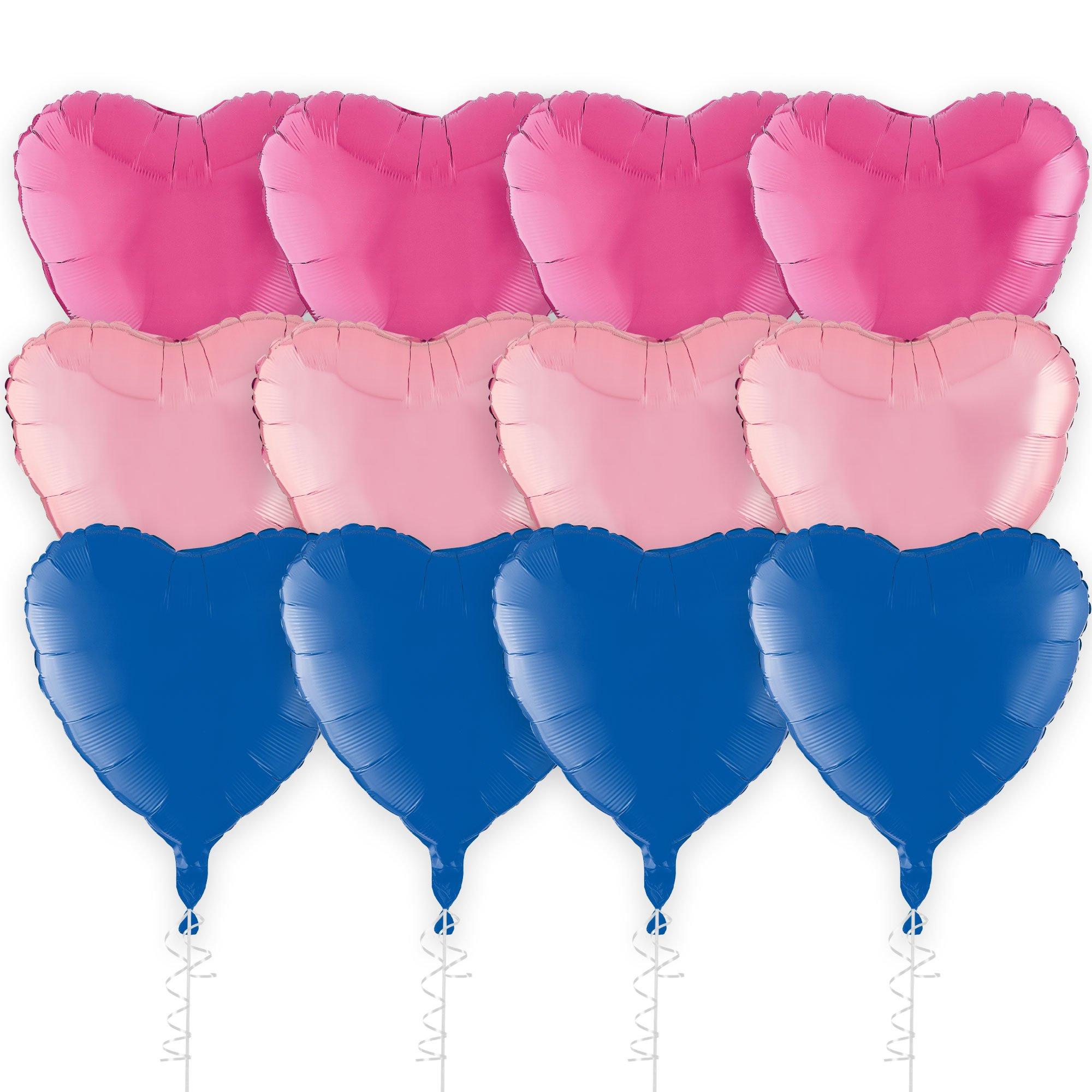 Bi Hearts & Pride Flag Foil Balloon Bouquet with Balloon Weight, 14pc