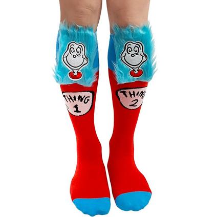 Kids' Thing 1 & Thing 2 Fuzzy Knee-High Socks - Dr. Seuss