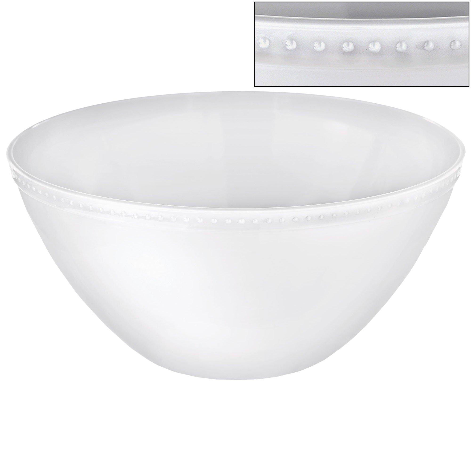 White Beaded Melamine Serving Bowl, 11in