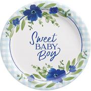 Sweet Baby Boy Baby in Bloom Baby Shower Paper Dinner Plates, 10.5in, 8ct