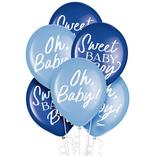 15ct, 12in, Blue Baby in Bloom Baby Shower Latex Balloons
