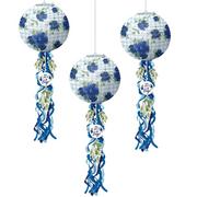 It's a Boy Baby in Bloom Baby Shower Paper Lanterns with Tails, 9.5in, 3ct