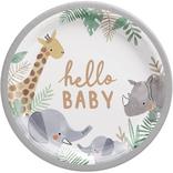 Hello Baby Soft Jungle Baby Shower Paper Dinner Plates, 10.5in, 8ct