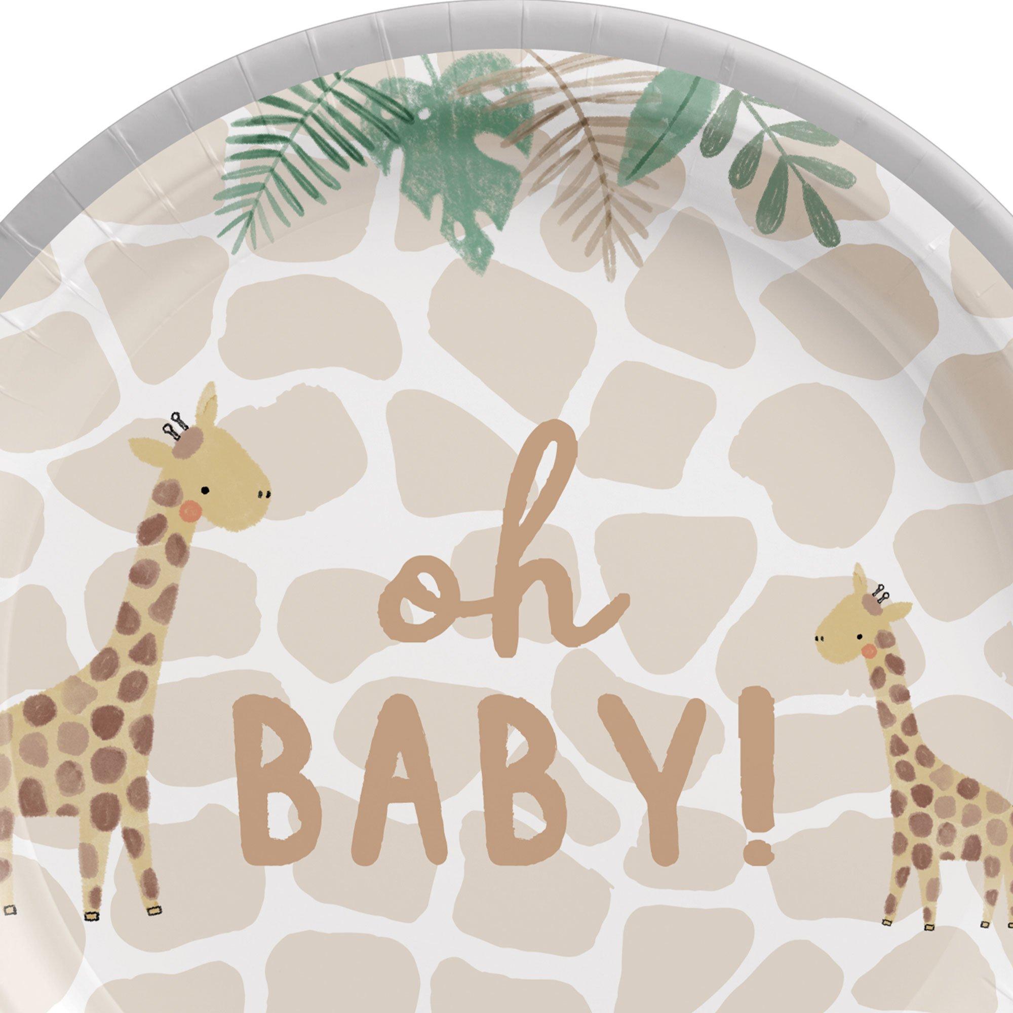 Oh Baby Soft Jungle Baby Shower Paper Dessert Plates, 7in, 8ct