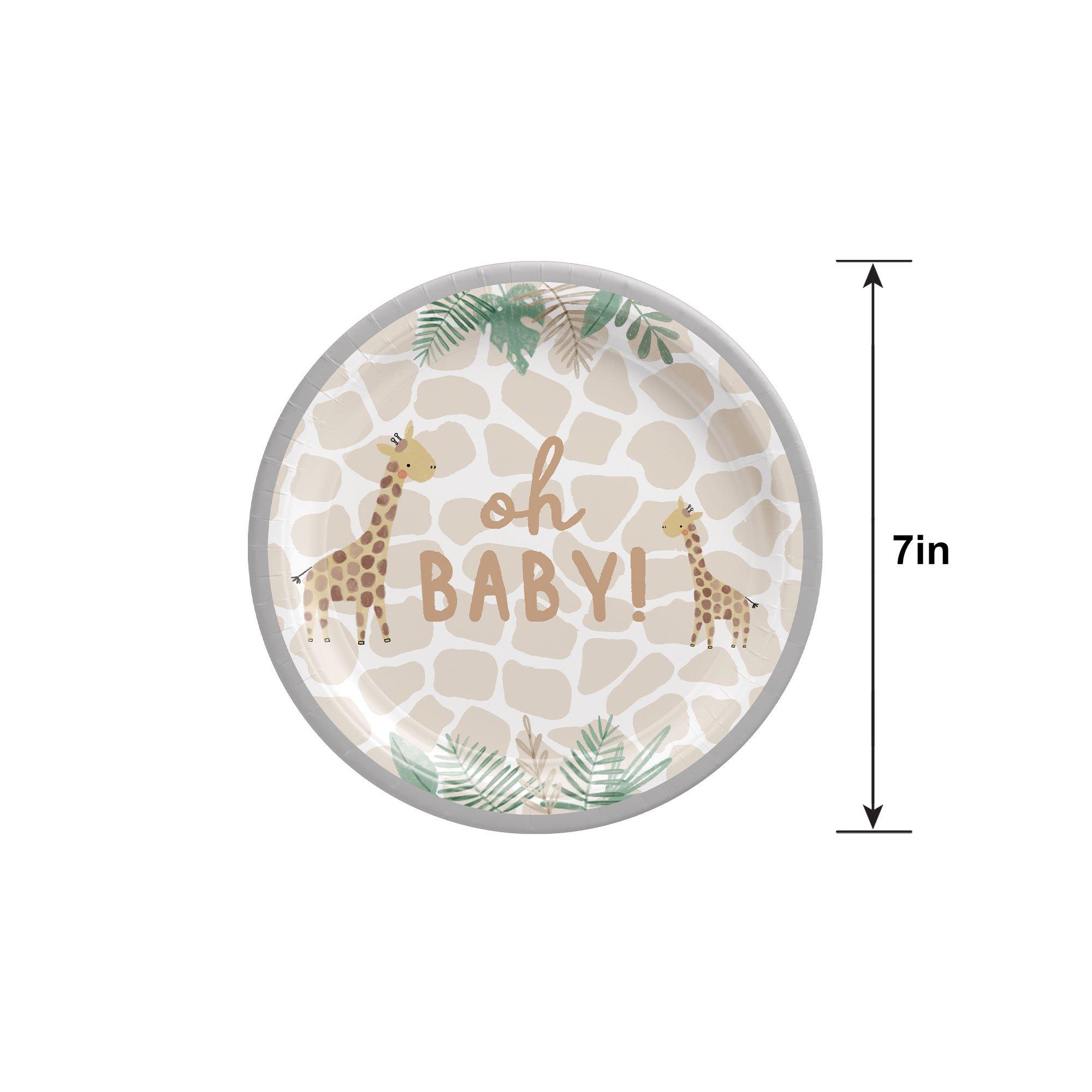 Oh Baby Soft Jungle Baby Shower Paper Dessert Plates, 7in, 8ct