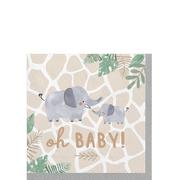 Oh Baby Soft Jungle Baby Shower Paper Beverage Napkins, 5in, 16ct