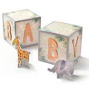 Soft Jungle Baby Blocks Baby Shower Table Decorations, 4pc