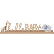 Hello Baby Soft Jungle Baby Shower MDF Standing Sign, 21in x 5in