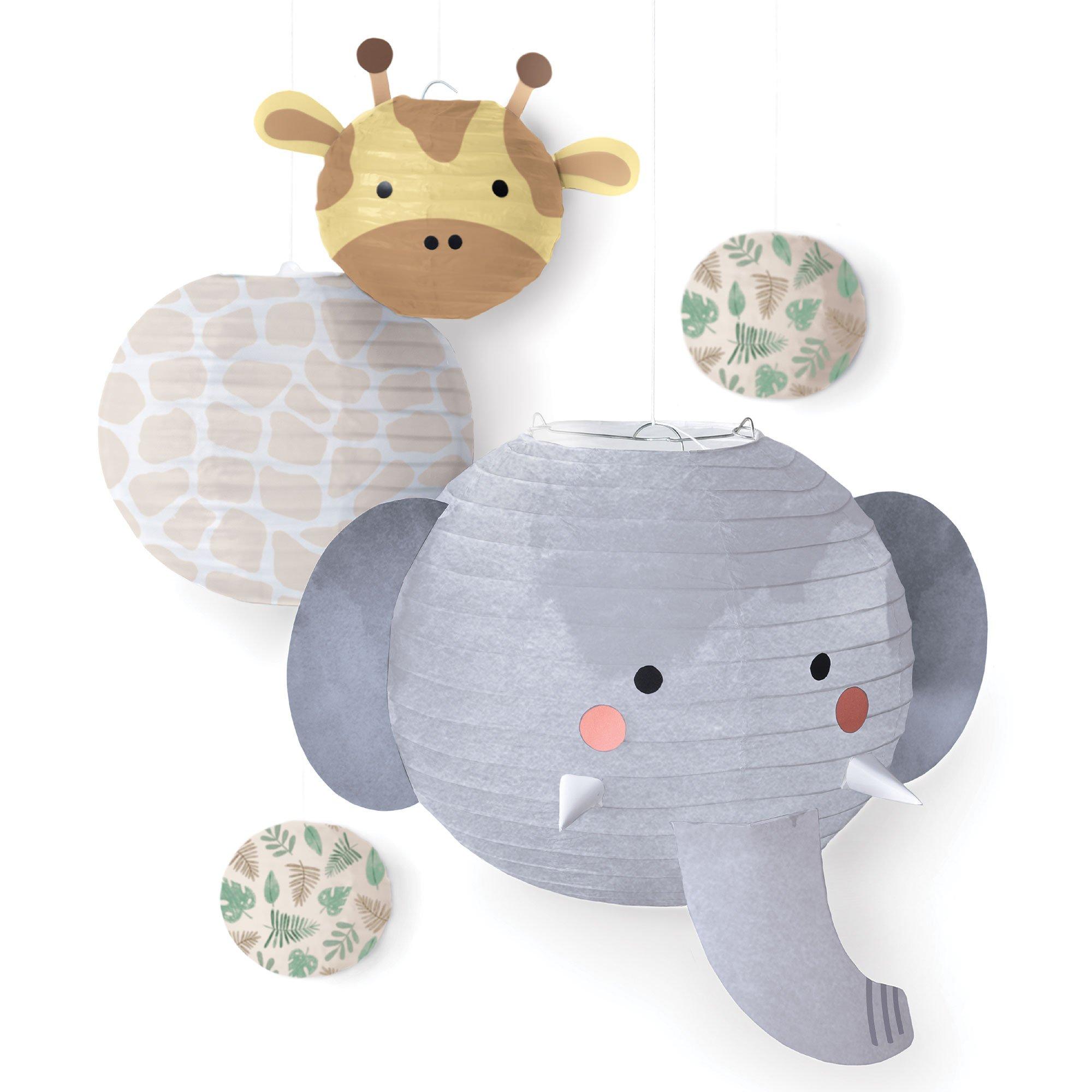 Soft Jungle Baby Shower Paper Lanterns, 5ct