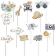 Soft Jungle Baby Shower Cardstock Photo Props, 13pc