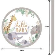 Hello Baby Soft Jungle Baby Shower MDF Yard Sign, 14in x  36in