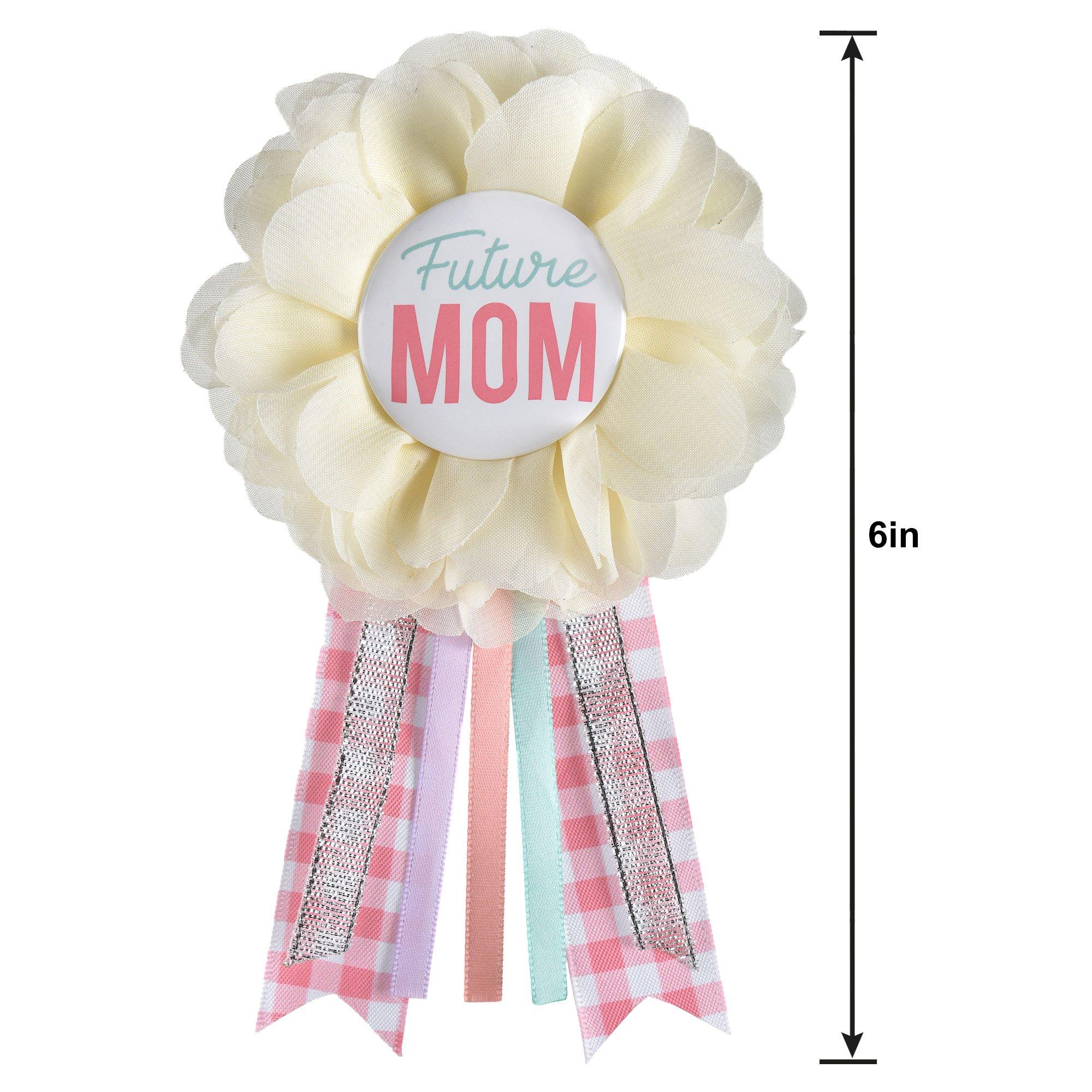 Pink, White & Blue Floral Future Mom Baby Shower Award Ribbon
