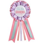 Pink, Purple & Blue I'm the Grandma Baby Shower Award Ribbon