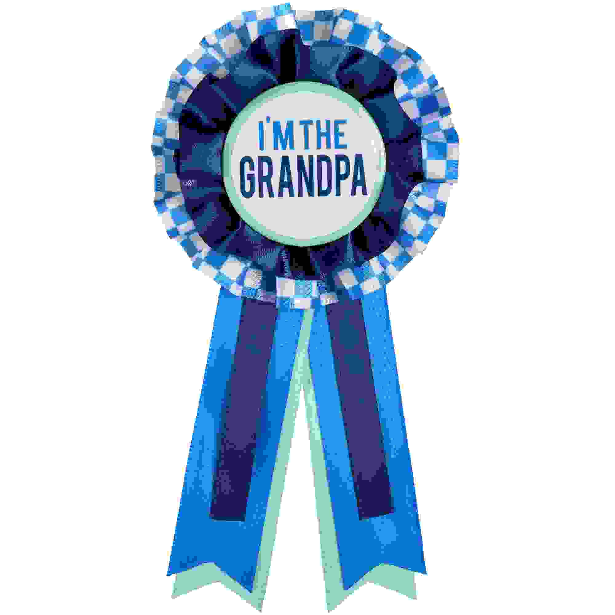 Amscan Blue & White I'm The Grandpa Baby Shower Award Ribbon