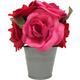 Potted Pink & Red Fabric Rose Bouquet, 6in