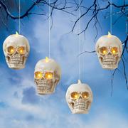 Hanging Resin Skulls Halloween Flameless Candles, String of 4 - Gerson International