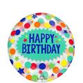 Happy Birthday Dots & Stars Plastic Balloon, 18in - Clearz™