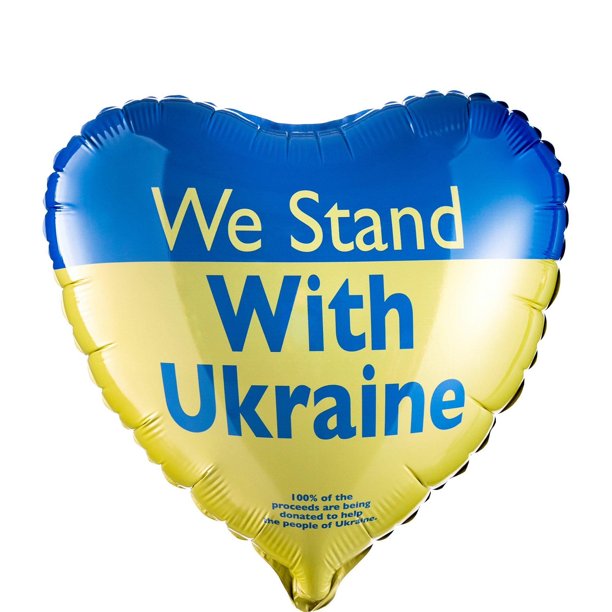 We Stand With Ukraine Heart Foil Balloon, 17in Proceeds Support CARE's Ukraine Crisis Fund