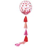 1ct, 24in, Valentine's Day Heart Confetti Latex Balloon with Tassel Tail