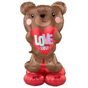 AirLoonz Valentine's Day Brown Bear Foil Balloon, 19in x 30in