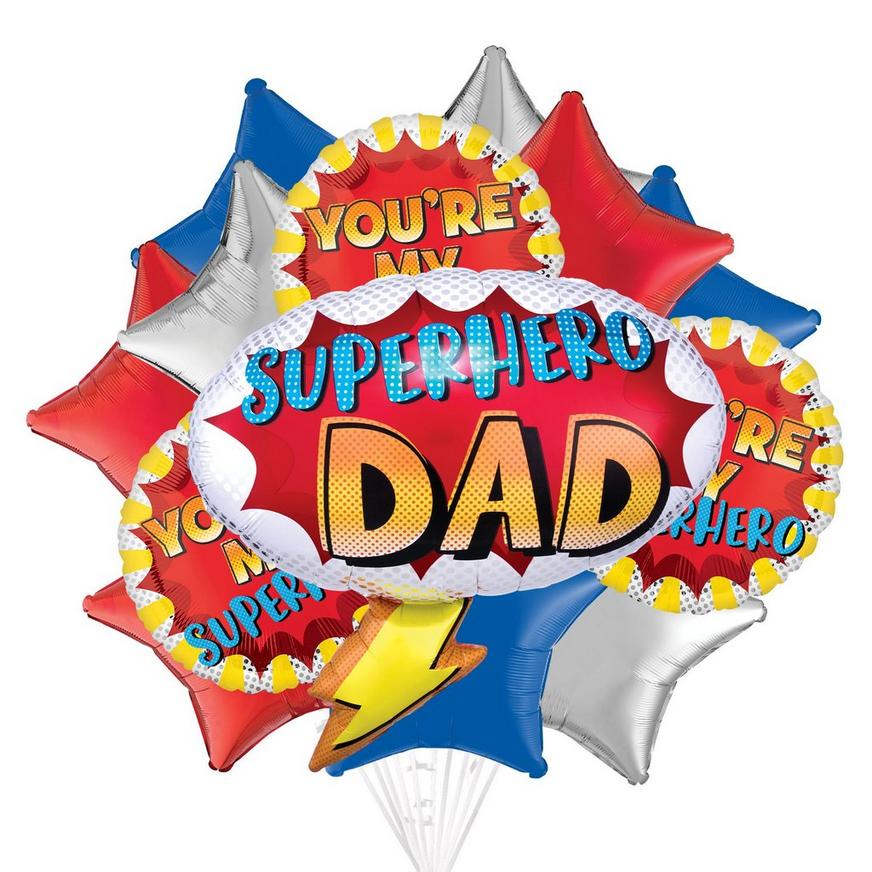 Superhero Dad Father's Day Foil Balloon Bouquet, 13pc