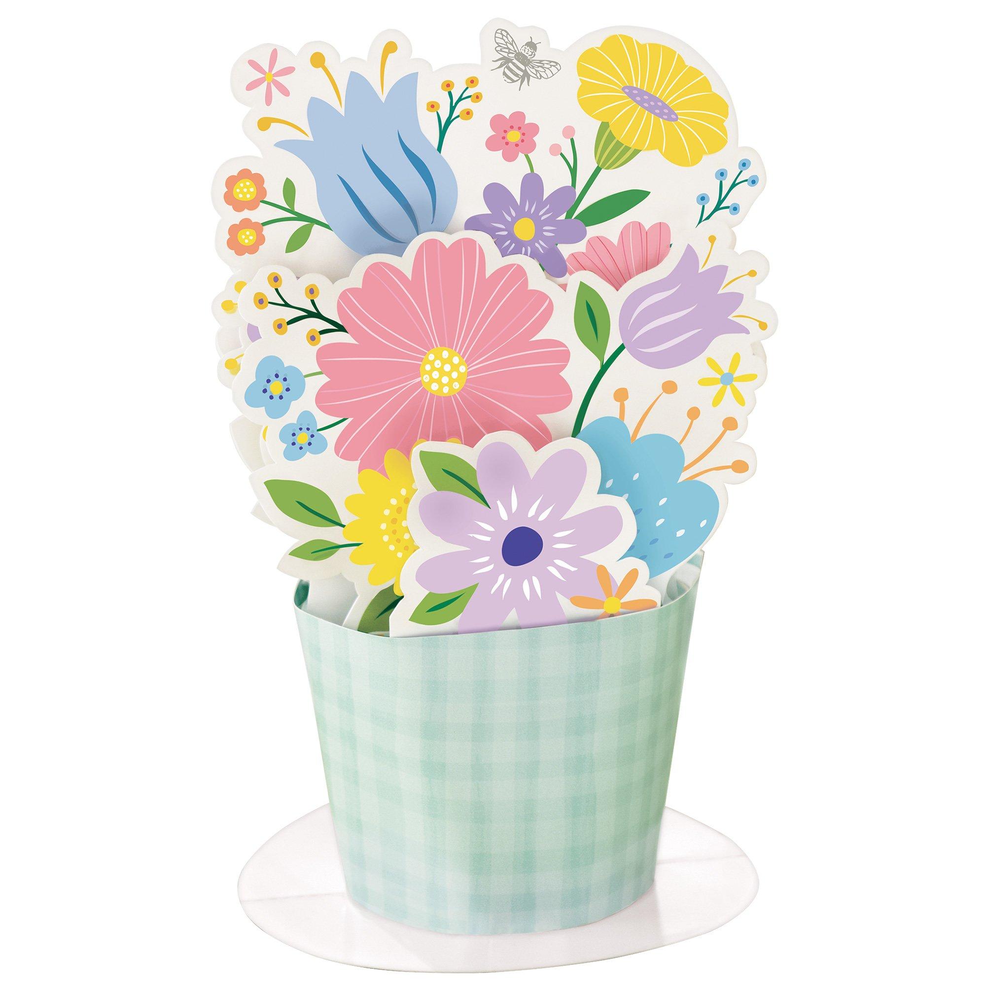 Spring Flowers PopUp Cardstock Centerpiece, 6.9in x 11in Party City