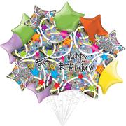 Prismatic & Multicolor Stars Birthday Foil Balloon Bouquet, 12pc