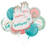 Happy Cake Day Birthday Foil & Plastic Balloon Bouquet, 8pc