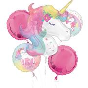 Enchanted Unicorn Birthday Foil & Plastic Balloon Bouquet, 9pc