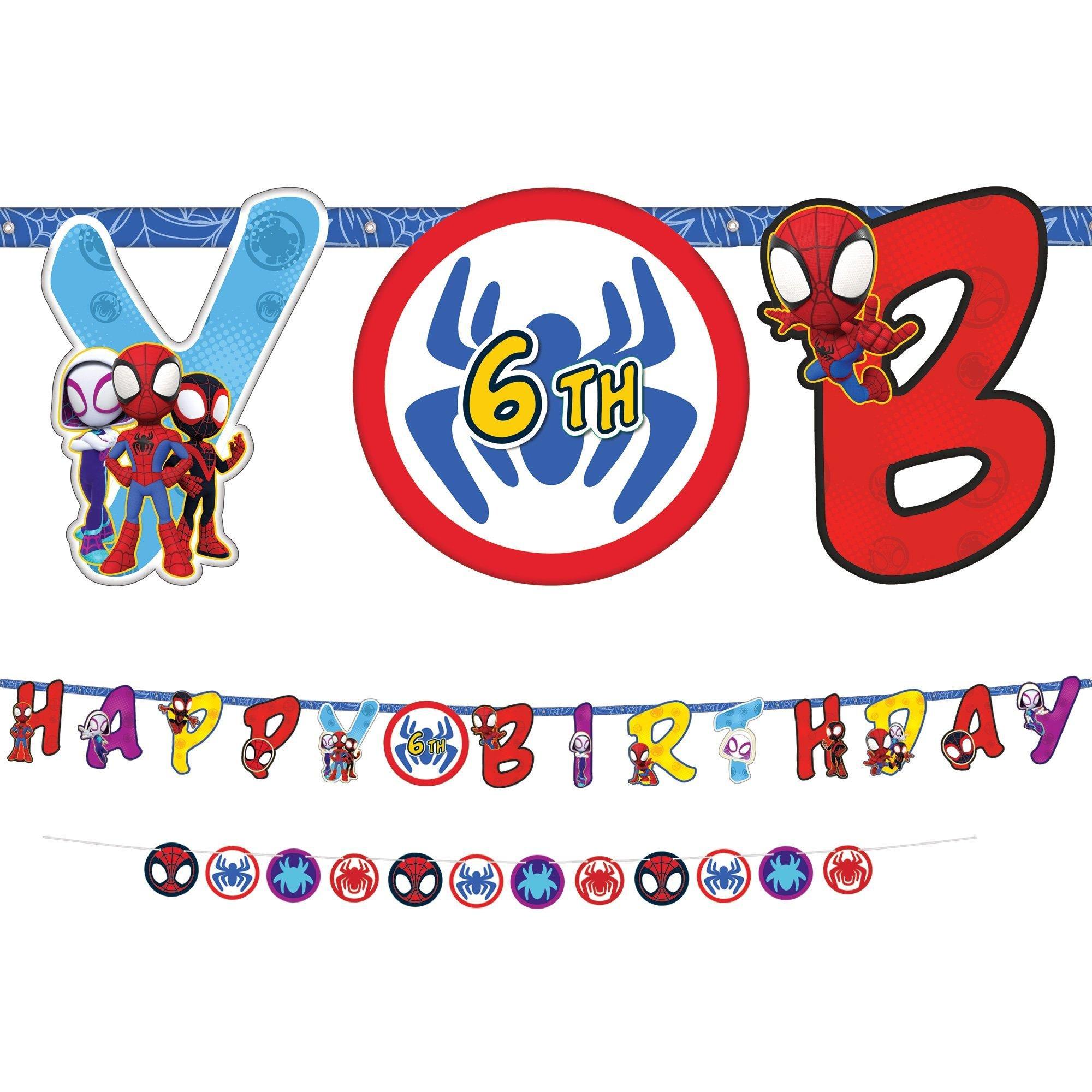 Spidey & His Amazing Friends Party Decorating Supplies Pack - Kit Includes Letter Banners, Themed Latex Balloons, Table Decorations, Scene Setter & Photo Booth Props