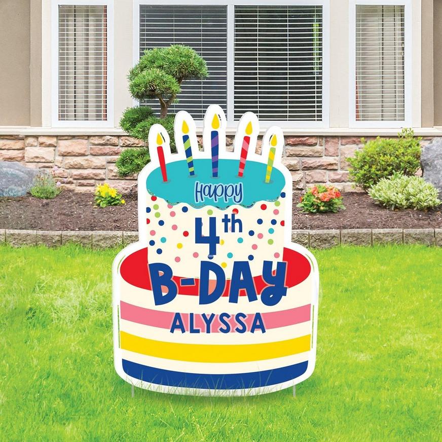 Birthday Cake, Balloons & Candles Corrugated Plastic Yard Sign Set, 11pc