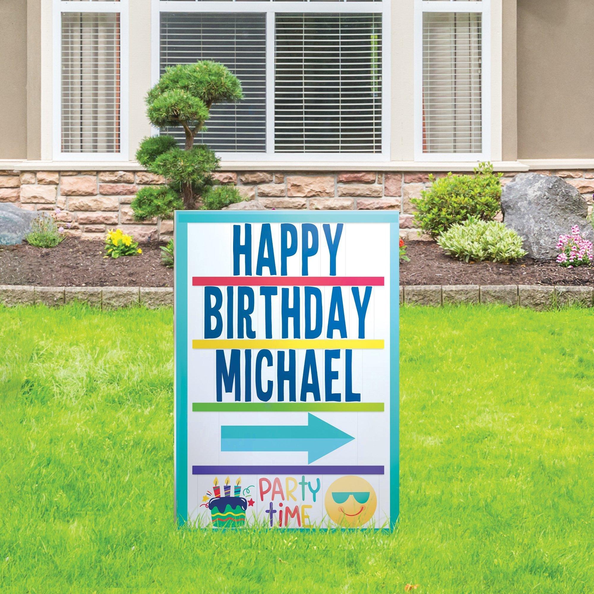 Birthday Marquee & Soccer Ball Icons Corrugated Plastic Yard Sign Set