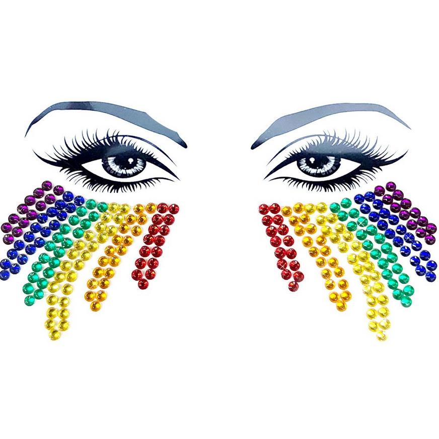 Pride Rainbow Crystal Tears Plastic Face Jewels