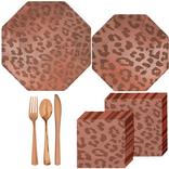 Rose Gold Leopard Print Tableware Kit for 20 Guests