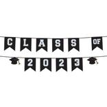 Black & White Class of 2023 Graduation Plastic Pennant Banner, 12ft