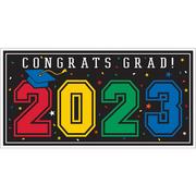 Multicolor Congrats Grad 2023 Plastic Banner, 65in x 33.5in