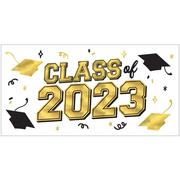 Gold Class of 2023 Graduation Plastic Banner, 65in x 33.5in